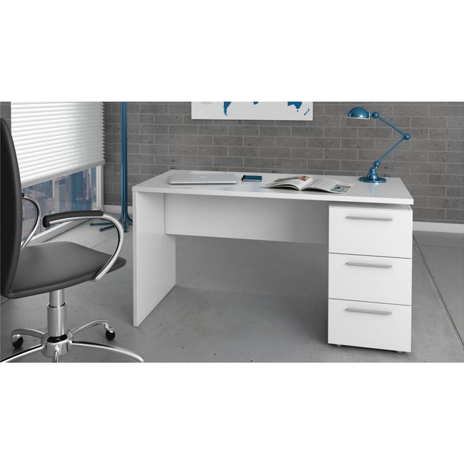 Scrivania con cassettiera modello Stylus - Bianco Opaco by CeramicStore | Lo specialista del tuo bagno