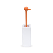 Portascopino in ceramica bianca con scopino manico a forma di testa d'oca in silicone arancione Lineabeta Baston by CeramicStore | Lo specialista del tuo bagno
