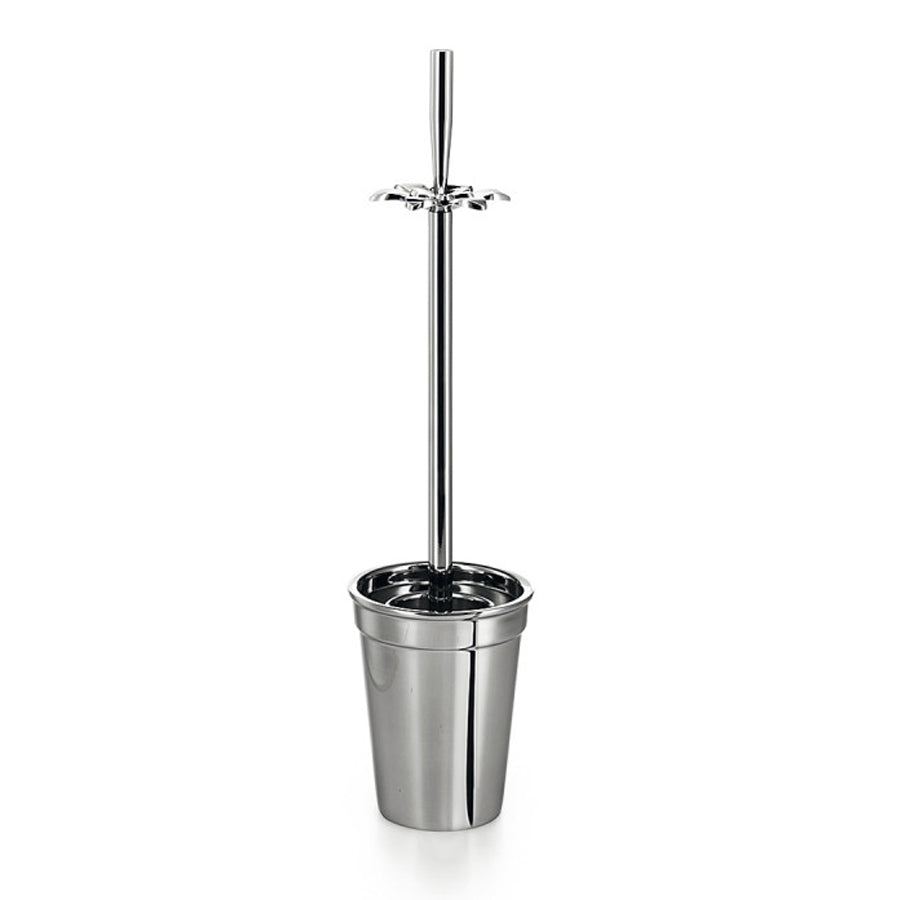 Portascopino 'BUTTO' con scopino in acciaio inox lucido Lineabeta Balenghi a forma di vaso con fiore by CeramicStore | Lo specialista del tuo bagno