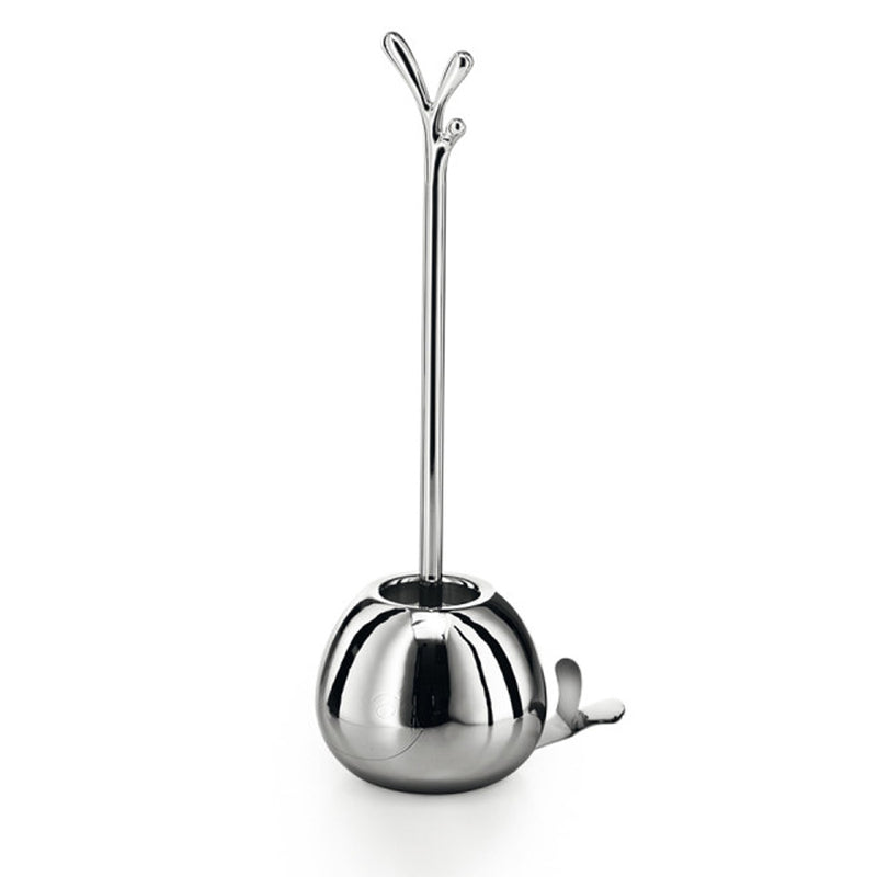 Portascopino 'PESSE' con scopino in acciaio inox lucido Lineabeta Balenghi a forma di lumaca stilizzata by CeramicStore | Lo specialista del tuo bagno