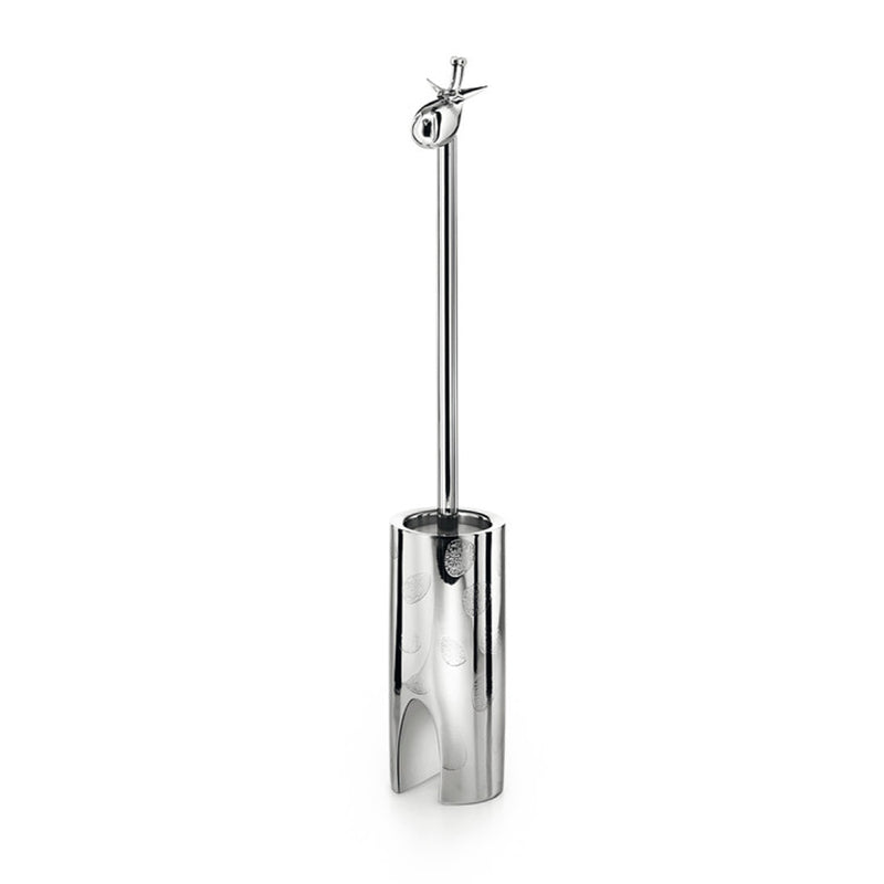 Portascopino 'LONGA' con scopino in acciaio inox lucido Lineabeta Balenghi a forma di giraffa by CeramicStore | Lo specialista del tuo bagno