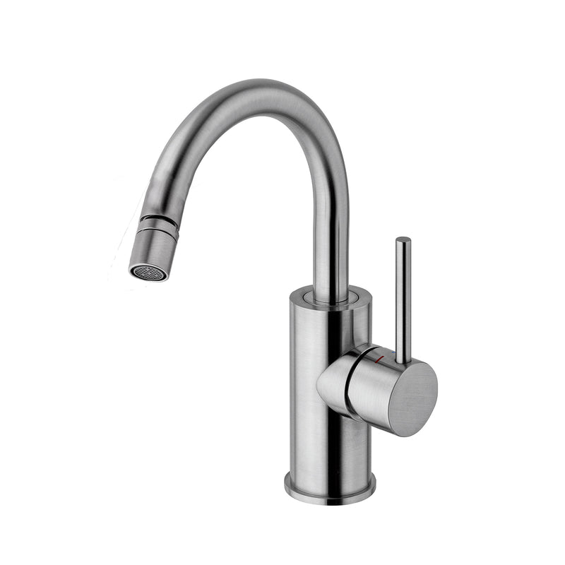 Miscelatore bidet in ottone senza scarico con canna orientabile Paffoni Light effetto satinato by CeramicStore | Lo specialista del tuo bagno