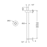 Braccio doccia a soffitto tondo 23mm x 200mm rame by CeramicStore | Lo specialista del tuo bagno
