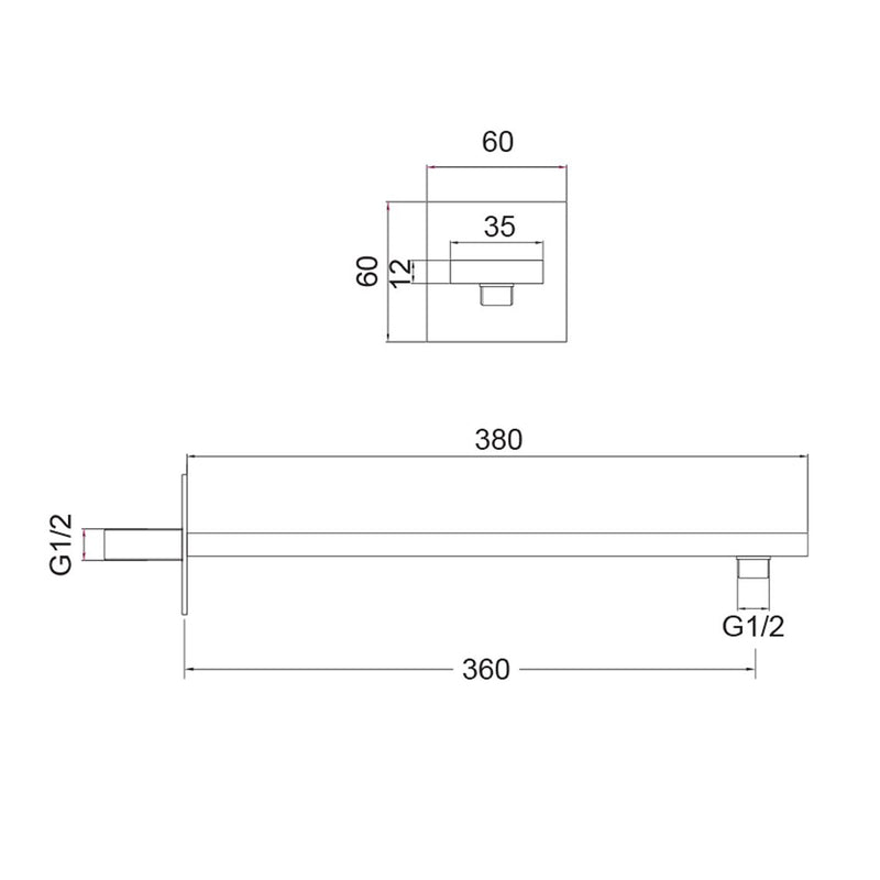 Braccio doccia rettangolare 35x12mm bronzo by CeramicStore | Lo specialista del tuo bagno