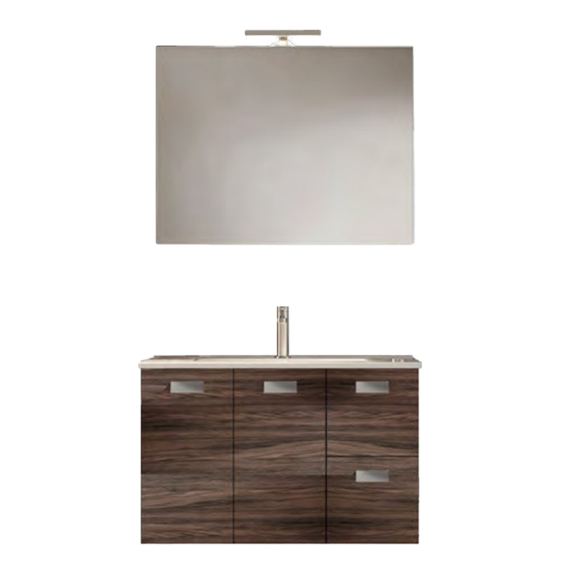 Mobile bagno sospeso con base, lavabo e specchiera con Led modello Elisa 85 - Olmo Caffà¨ by CeramicStore | Lo specialista del tuo bagno