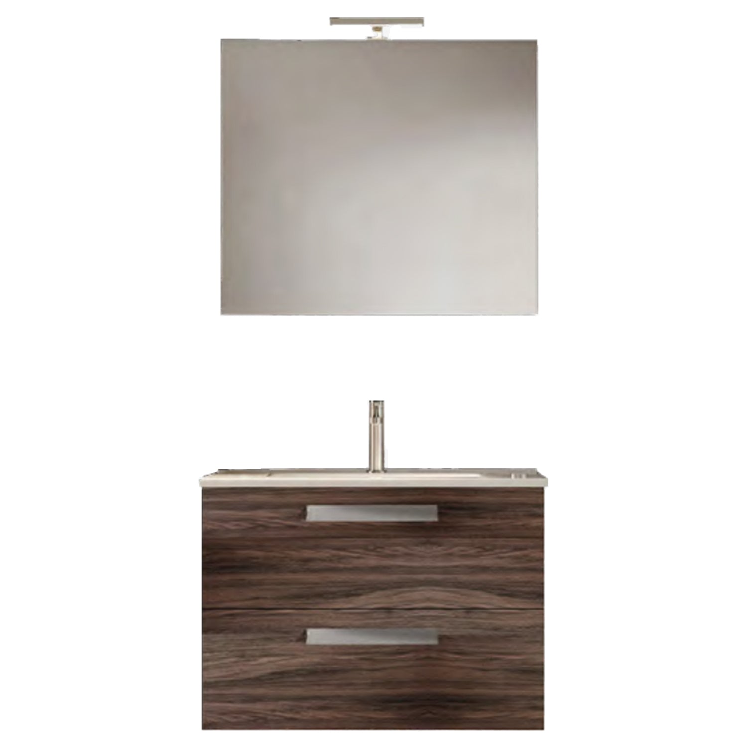 Mobile bagno sospeso con base, lavabo e specchiera con Led modello Clara 85 - Olmo Caffà¨ by CeramicStore | Lo specialista del tuo bagno