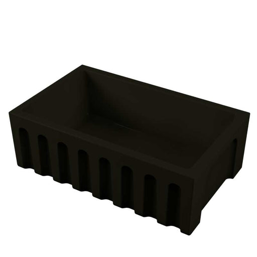 Vasca Lavello cucina 76x46 in ceramica Nero Lucido collezione Fluted di Ceramica Galassia con Frontale Scanalato