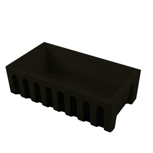 Vasca Lavello cucina 84x46 in ceramica NERO Lucido collezione Fluted di Ceramica Galassia con Frontale Scanalato