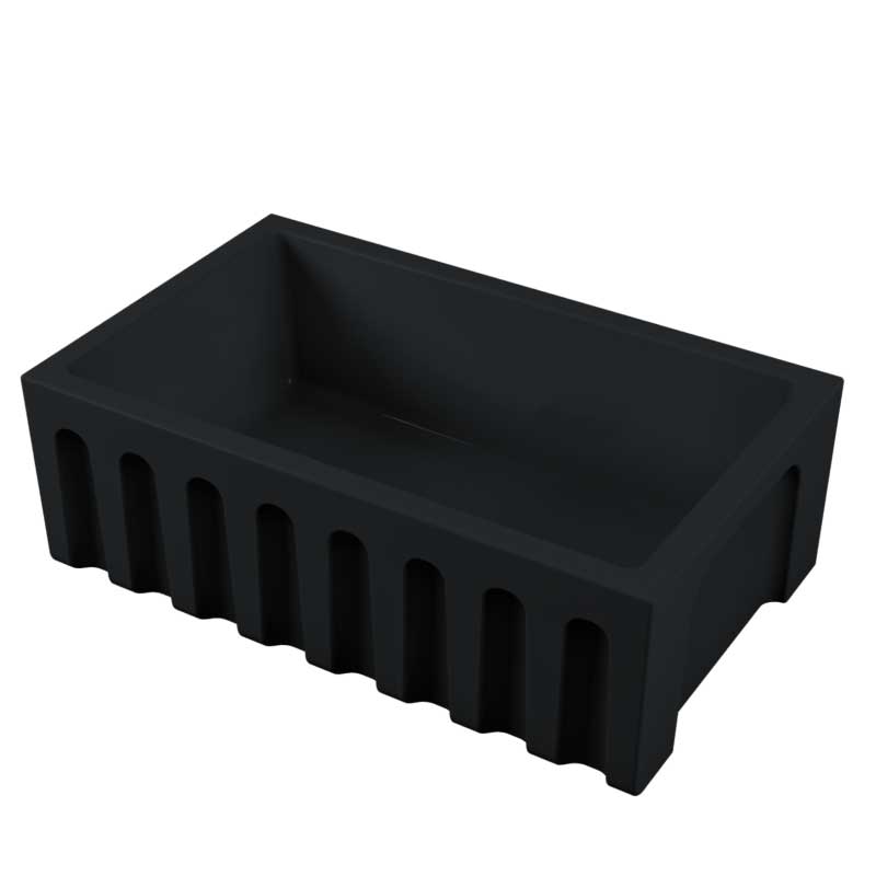 Vasca Lavello cucina 76x46 in ceramica Nero Opaco collezione Fluted di Ceramica Galassia con Frontale Scanalato