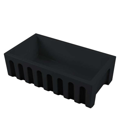 Vasca Lavello cucina 84x46 in ceramica NERO OPACO collezione Fluted di Ceramica Galassia con Frontale Scanalato