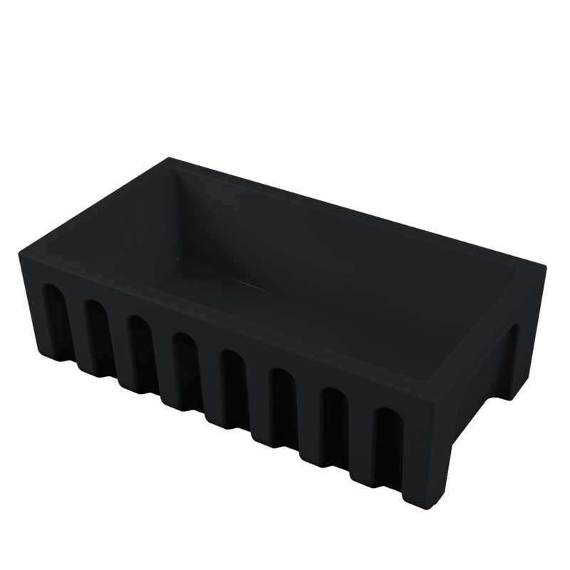 Vasca Lavello cucina 84x46 in ceramica NERO OPACO collezione Fluted di Ceramica Galassia con Frontale Scanalato