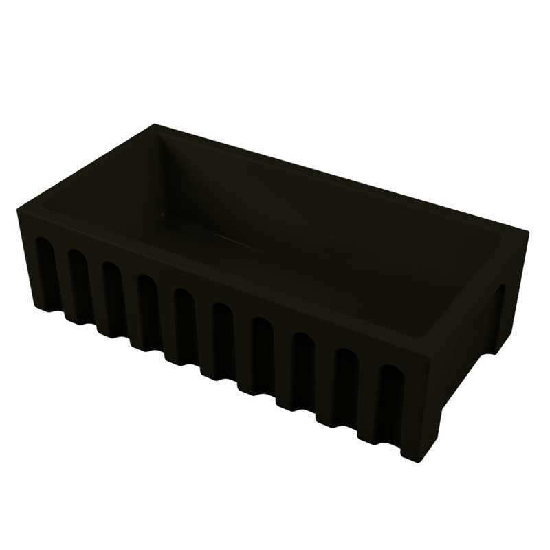 Vasca Lavello cucina 91x46 in ceramica Nero Lucido collezione Fluted di Ceramica Galassia con Frontale Scanalato