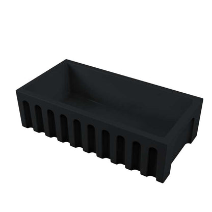 Vasca Lavello cucina 91x46 in ceramica Nero Opaco collezione Fluted di Ceramica Galassia con Frontale Scanalato