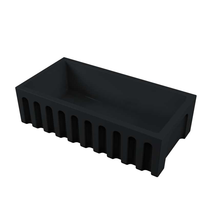 Vasca Lavello cucina 91x46 in ceramica Nero Opaco collezione Fluted di Ceramica Galassia con Frontale Scanalato