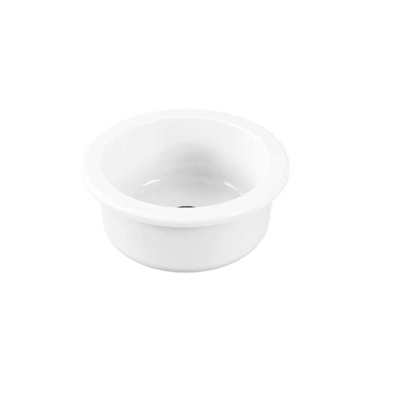 Vasca lavello cucina da incasso soprapiano Rotonda diametro 45 cm in ceramica Bianca Lucida Galassia