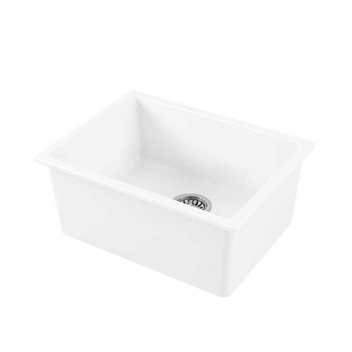 Vasca lavello cucina da incasso soprapiano o sottopiano 61x46 cm in ceramica Bianca Lucida Galassia