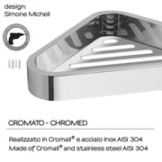 Portaoggetti angolare doccia in Acciaio Inox AISI 304 e Cromall Outline di Gedy - Cromato by CeramicStore | Lo specialista del tuo bagno