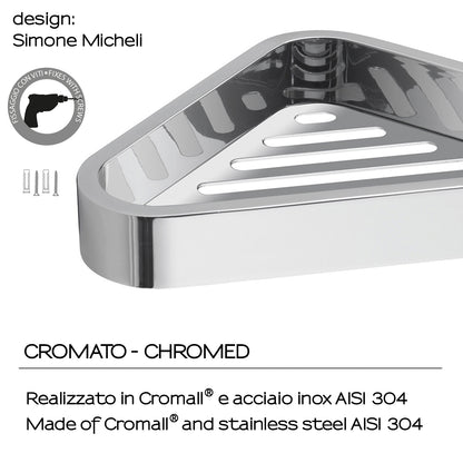Portaoggetti angolare doccia in Acciaio Inox AISI 304 e Cromall Outline di Gedy - Cromato by CeramicStore | Lo specialista del tuo bagno