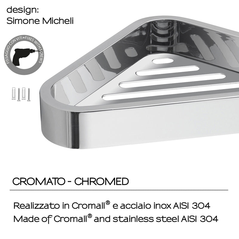 Portaoggetti angolare doccia in Acciaio Inox AISI 304 e Cromall Outline di Gedy - Cromato by CeramicStore | Lo specialista del tuo bagno