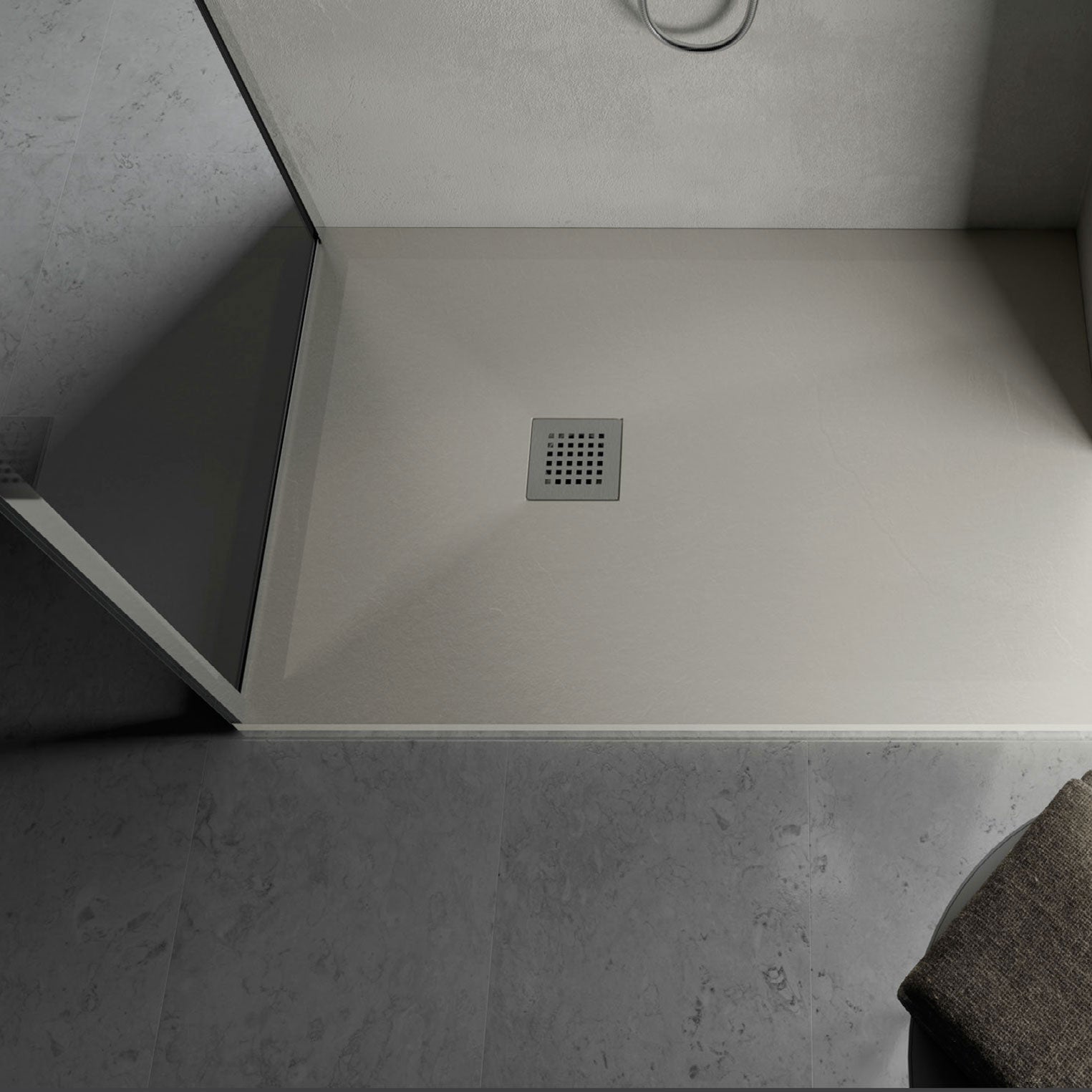 Piatto Doccia quadrato filopavimento 80x80 Beige in resina effetto pietra Emoji riducibile by CeramicStore | Lo specialista del tuo bagno