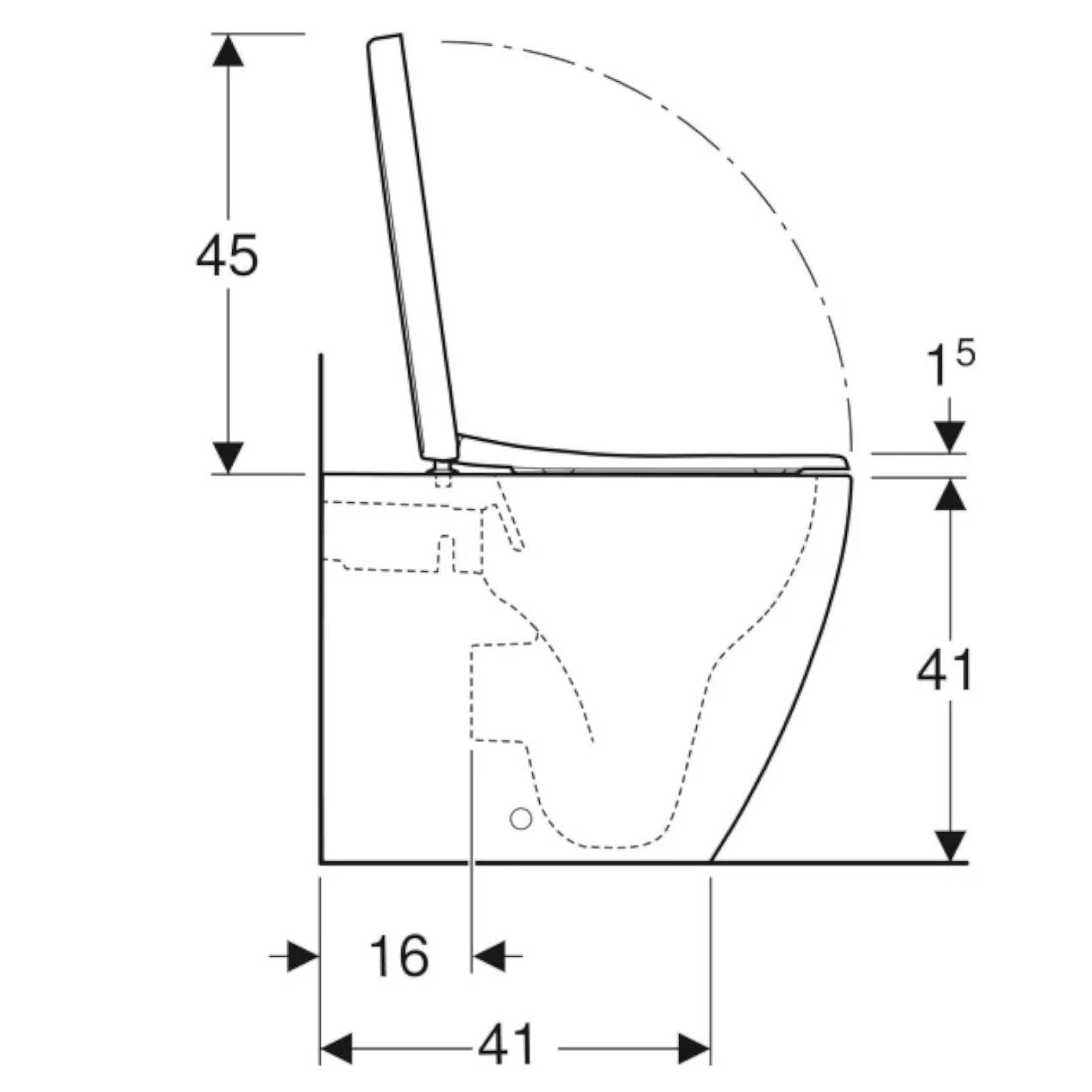Vaso filomuro Rimless con scarico universale e sedile tradizionale modello Icon di Geberit cm 56