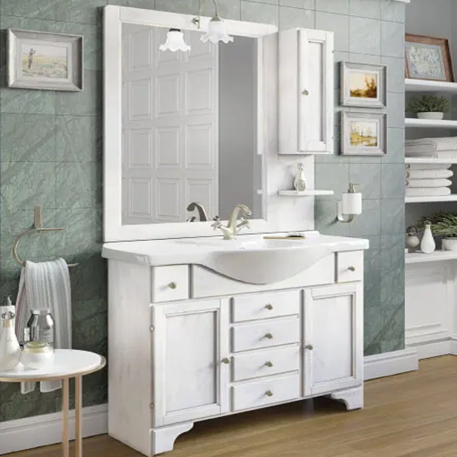 Mobile bagno a terra con specchiera e lavabo integrato Cubi&Co modello Sagittario - Bianco Decapà¨ by CeramicStore | Lo specialista del tuo bagno