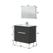 Mobile bagno con specchiera e lavabo Cubi&Co modello Venere - Antracite Rovere by CeramicStore | Lo specialista del tuo bagno
