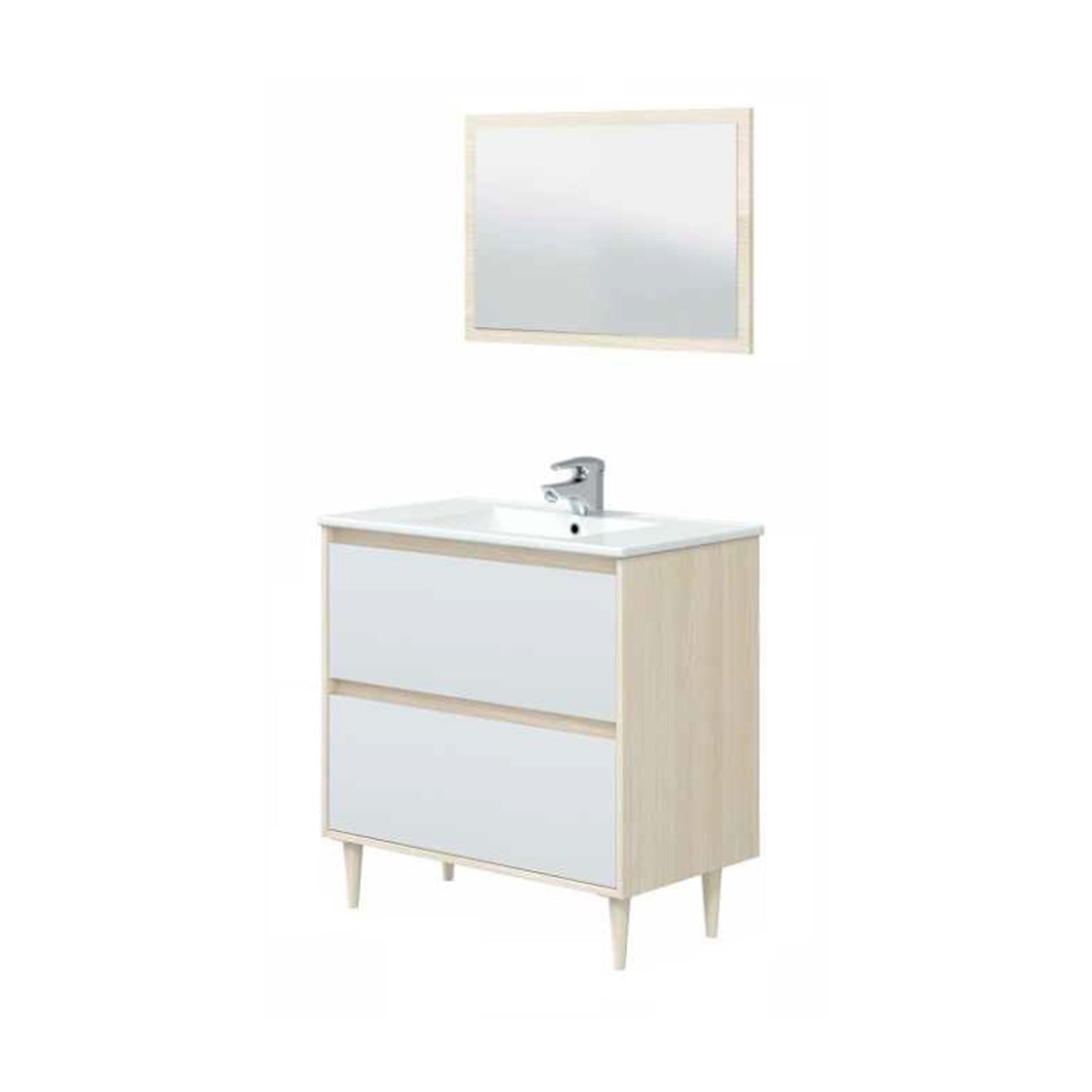 Mobile bagno con specchiera e lavabo Cubi&Co modello Venezia - Rovere Bianco by CeramicStore | Lo specialista del tuo bagno