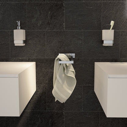 Dosasapone a muro Gedy modello Elba con contenitore in vetro satinato - Cromato by CeramicStore | Lo specialista del tuo bagno