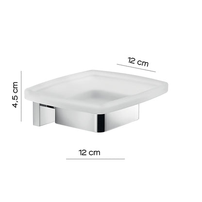 Portasapone a muro Gedy modello Elba con contenitore in vetro satinato - Cromato by CeramicStore | Lo specialista del tuo bagno