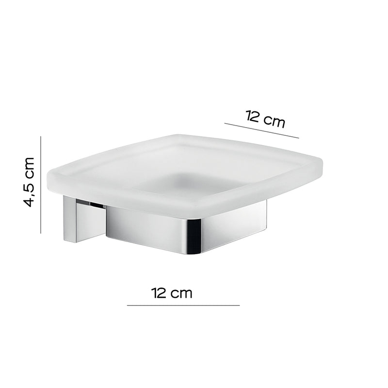 Portasapone a muro Gedy modello Elba con contenitore in vetro satinato - Cromato by CeramicStore | Lo specialista del tuo bagno