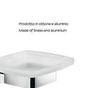 Portasapone a muro Gedy modello Elba con contenitore in vetro satinato - Cromato by CeramicStore | Lo specialista del tuo bagno