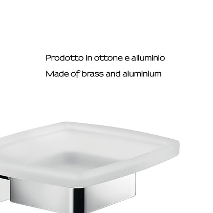 Portasapone a muro Gedy modello Elba con contenitore in vetro satinato - Cromato by CeramicStore | Lo specialista del tuo bagno