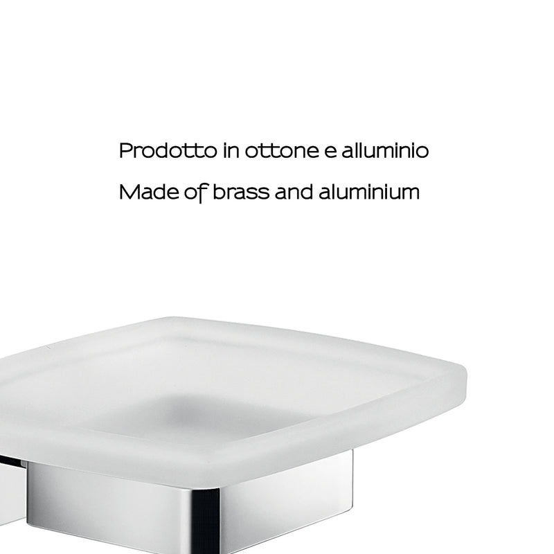 Portasapone a muro Gedy modello Elba con contenitore in vetro satinato - Cromato by CeramicStore | Lo specialista del tuo bagno