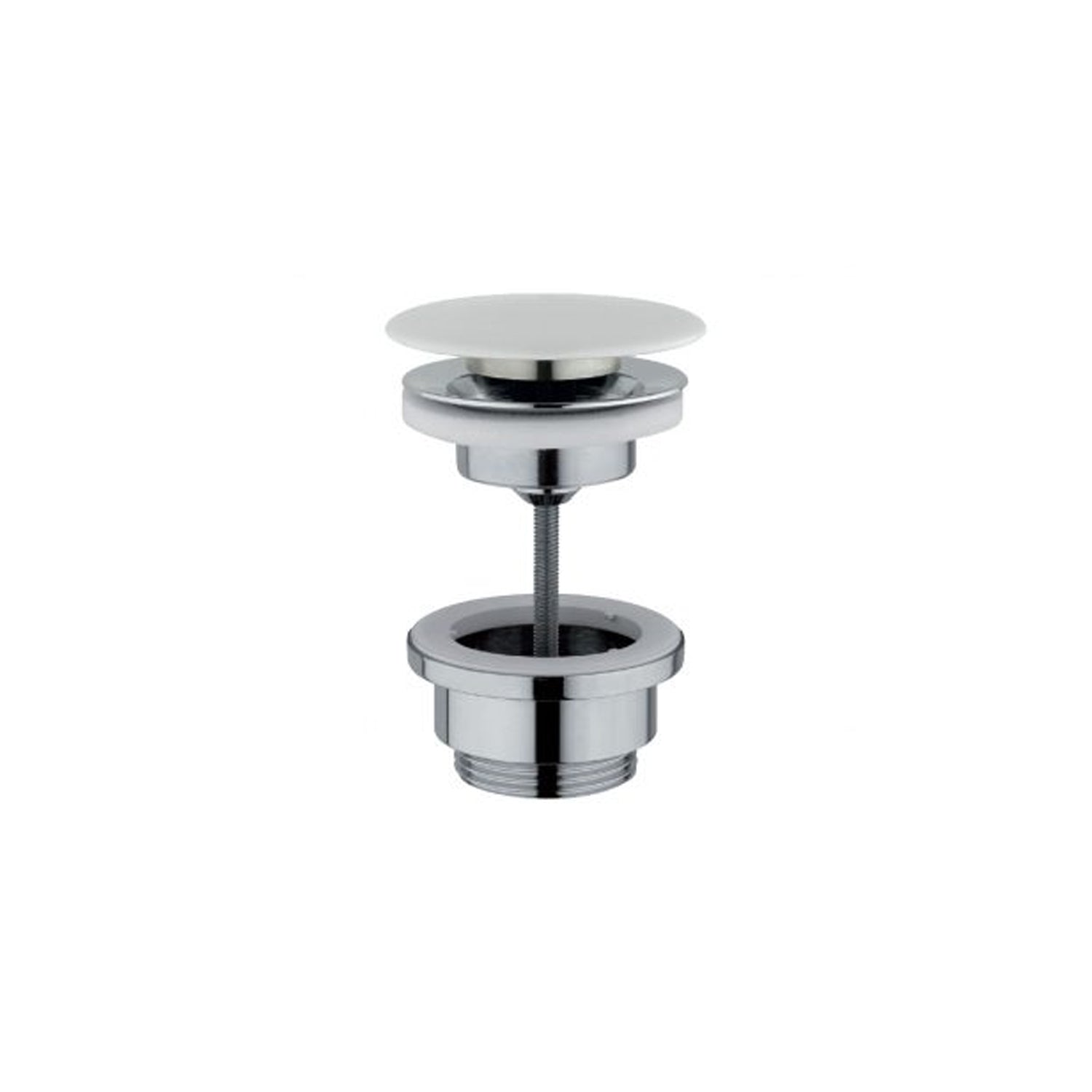Piletta universale in ottone cromato con tappo in ceramica e meccanismo a pressione Skip-up 2.0 by CeramicStore | Lo specialista del tuo bagno