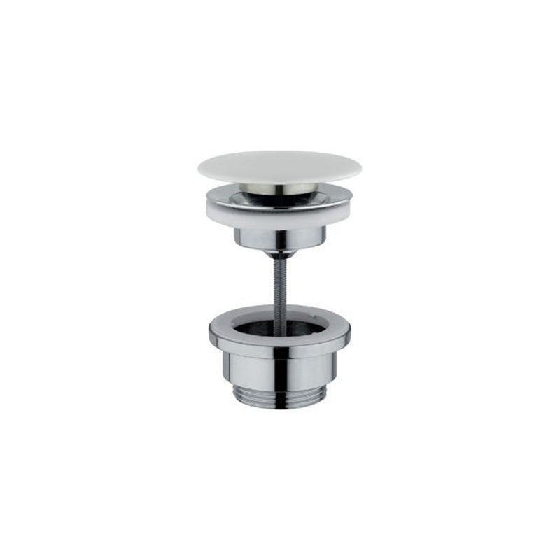 Piletta universale in ottone cromato con tappo in ceramica e meccanismo a pressione Skip-up 2.0 by CeramicStore | Lo specialista del tuo bagno