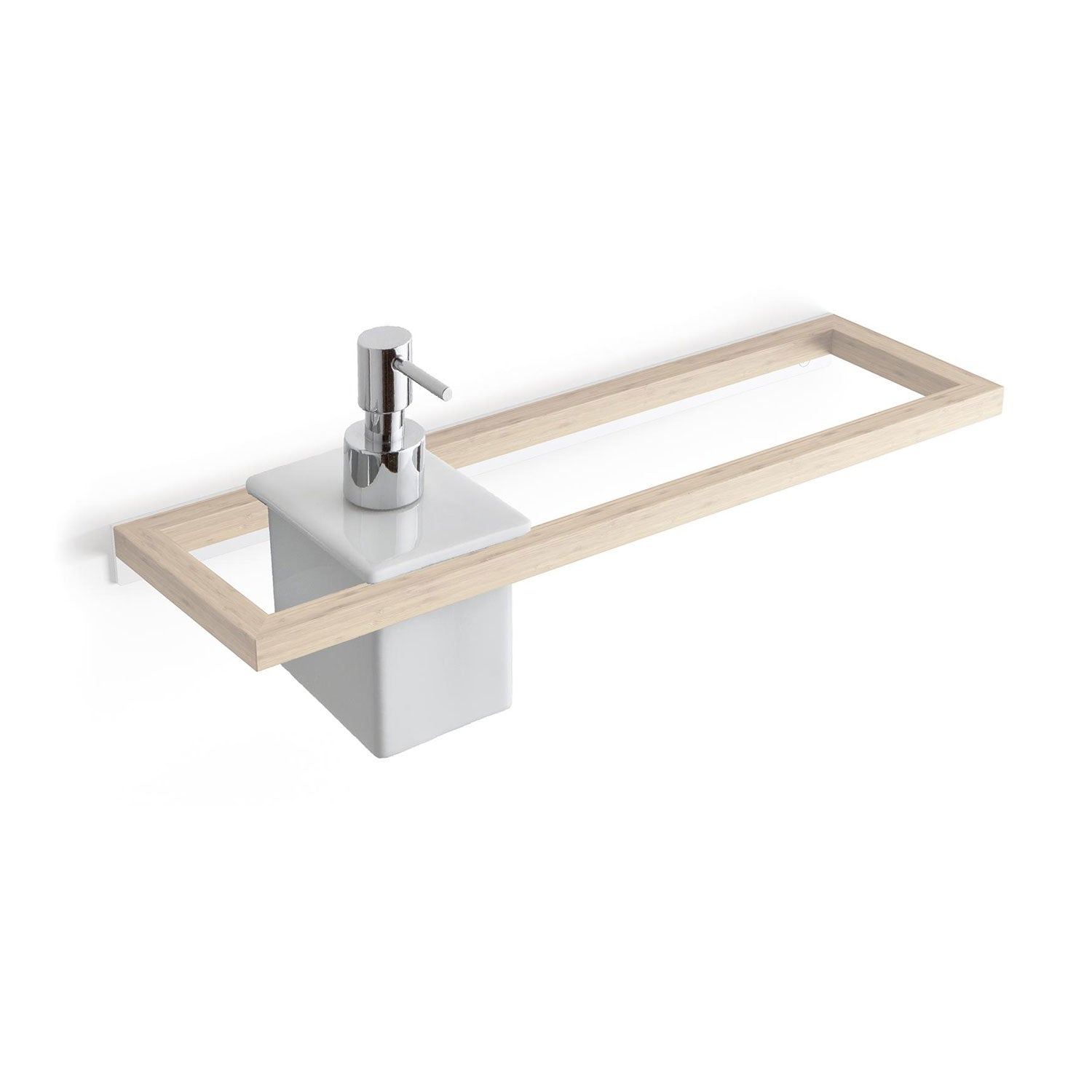 Dosasapone in porcellana bianca con dispenser cromato di Lineabeta - su apposite mensole a parete by CeramicStore | Lo specialista del tuo bagno