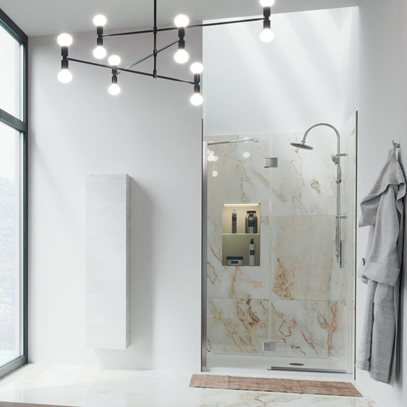 Porta doccia battente in cristallo DocciaGo serie Flow 140 cm - Cromo