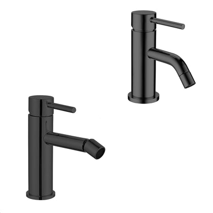 Coppia di miscelatori per lavabo e bidet serie Moon in ottone nero opaco by CeramicStore | Lo specialista del tuo bagno