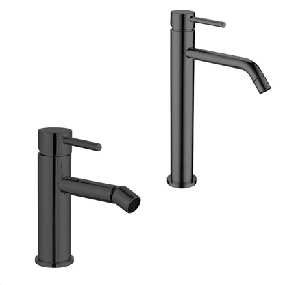 Coppia di miscelatori per lavabo alto e bidet serie Moon in ottone nero opaco by CeramicStore | Lo specialista del tuo bagno