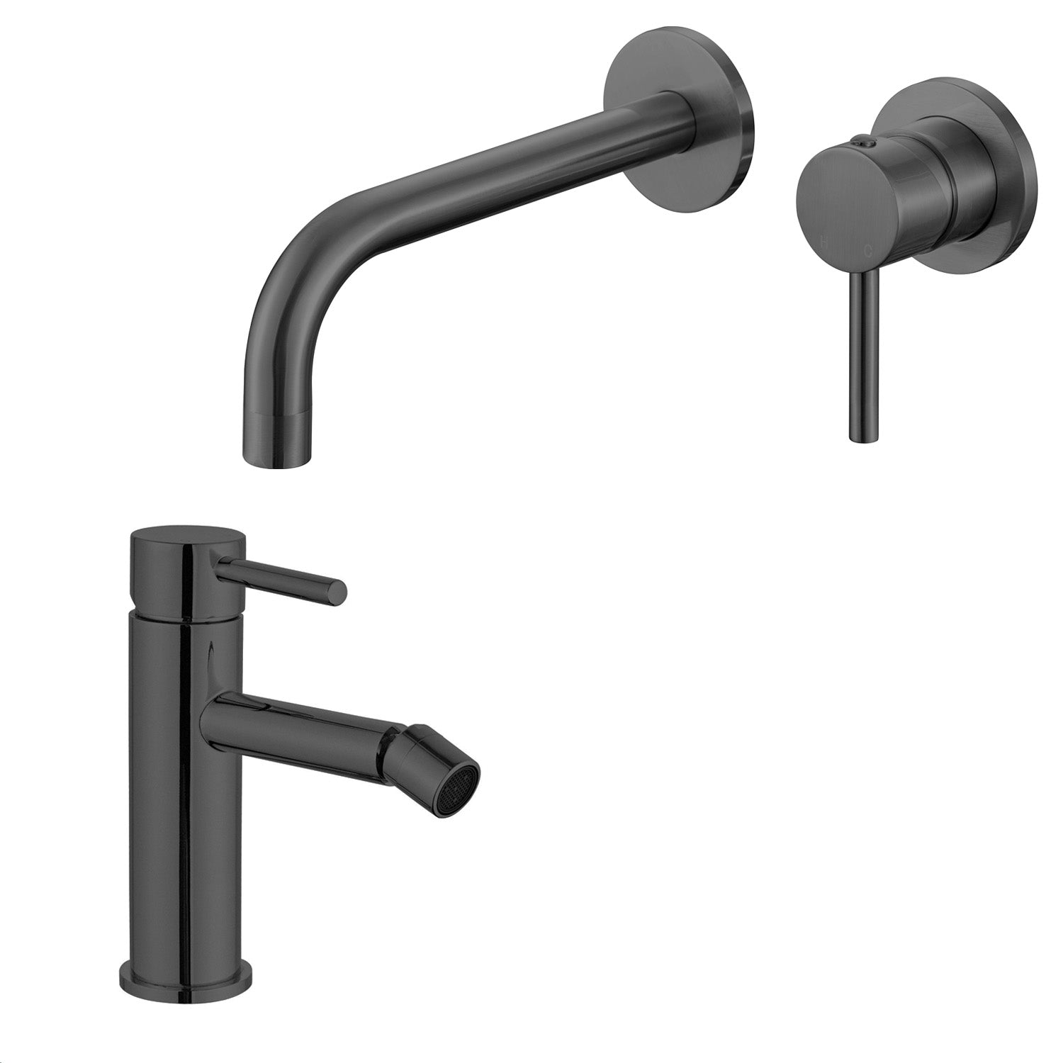 Coppia di miscelatori per lavabo incasso e bidet serie Moon in ottone nero opaco by CeramicStore | Lo specialista del tuo bagno