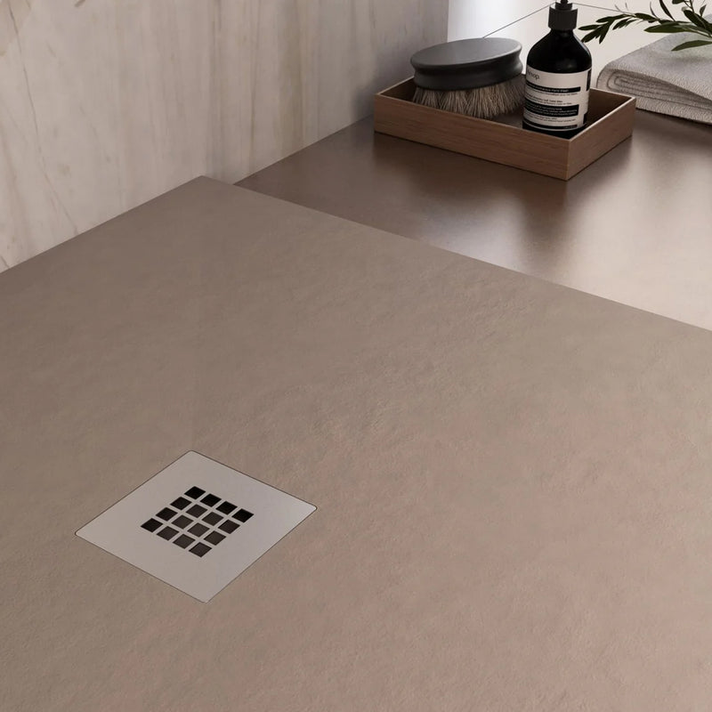 Piatto Doccia 100X140 effetto Ardesia realizzato in marmo resina Relax Design Rocky - Tortora by CeramicStore | Lo specialista del tuo bagno