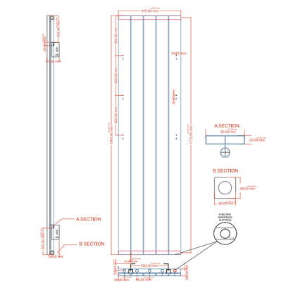 Radiatore in alluminio idraulico 5 elementi cm 47x180 interasse cm 47 resa termica 1142 Watt Decowarm modello Drama Bianco opaco by CeramicStore | Lo specialista del tuo bagno
