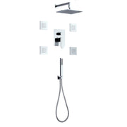 Set doccia composto da soffione Parigi, 4 bodyjet, doccia e flessibile e deviatore 3 vie by CeramicStore | Lo specialista del tuo bagno
