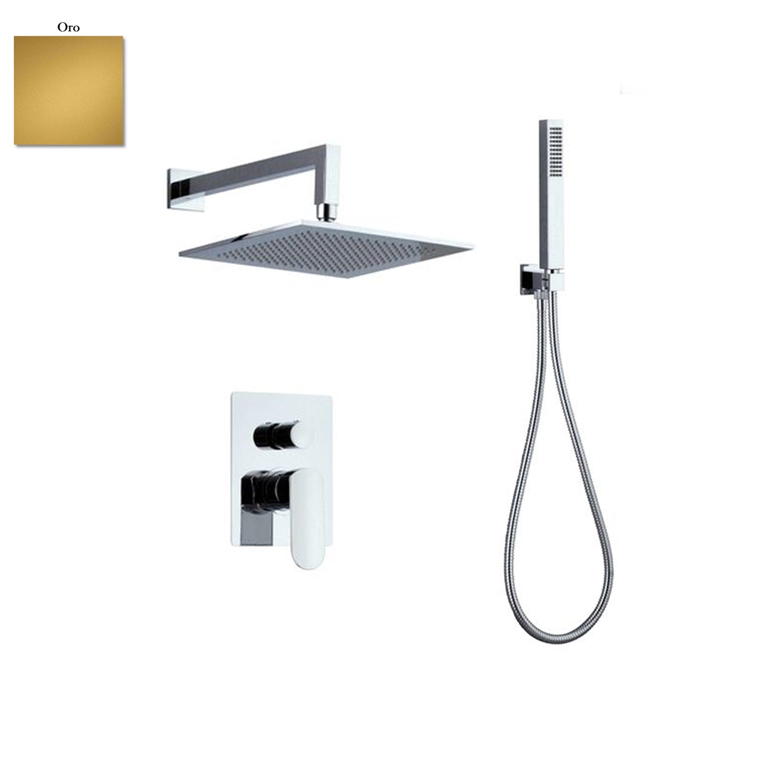 Set doccia composto da soffione Parigi, doccia e flessibile e deviatore 2vie oro by CeramicStore | Lo specialista del tuo bagno