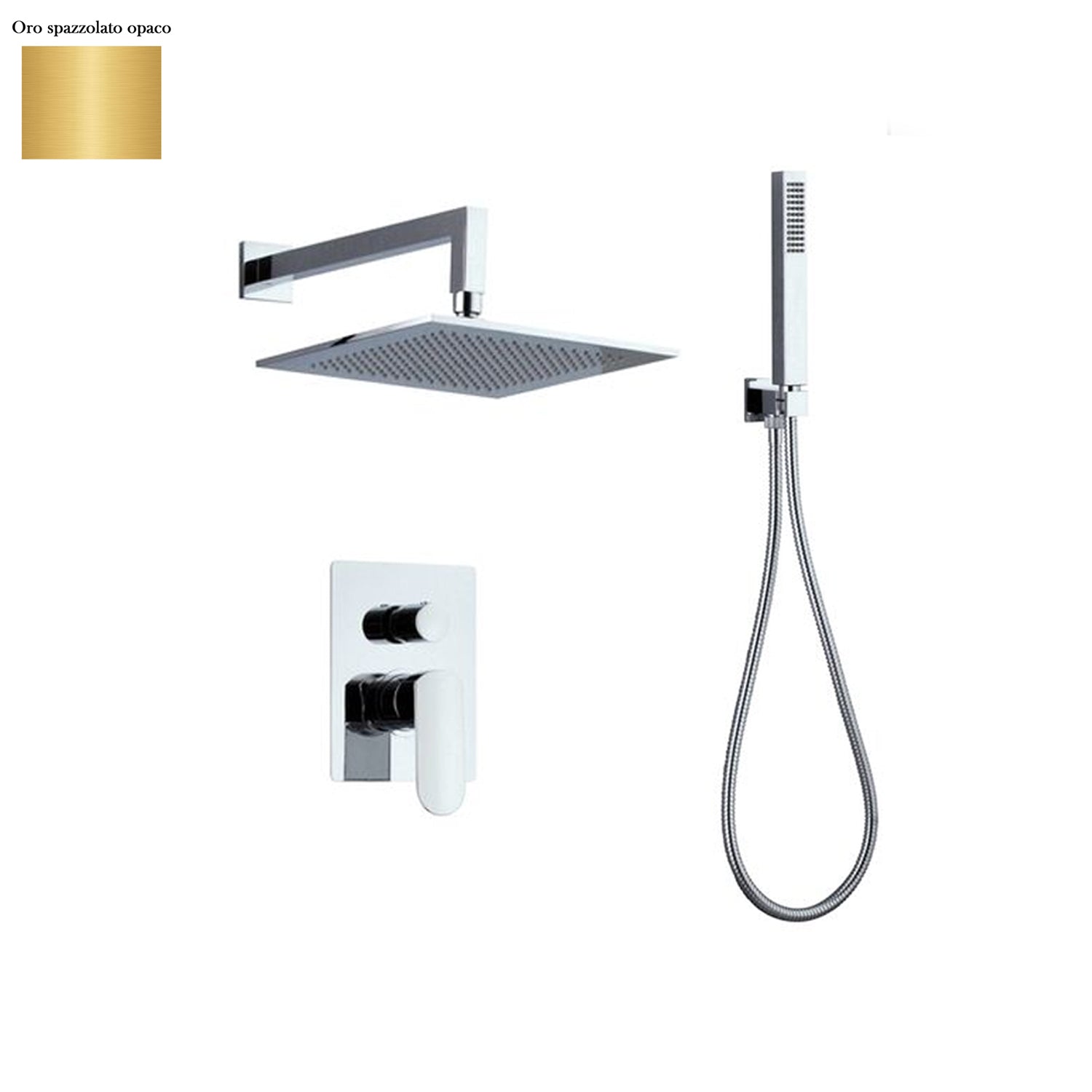 Set doccia composto da soffione Parigi, doccia e flessibile e deviatore 2vie oro spazzolato by CeramicStore | Lo specialista del tuo bagno