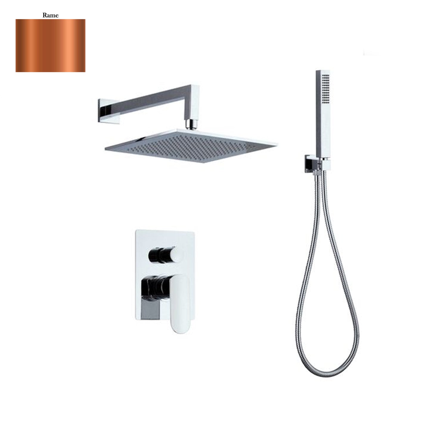 Set doccia composto da soffione Parigi, doccia e flessibile e deviatore 2vie rame by CeramicStore | Lo specialista del tuo bagno