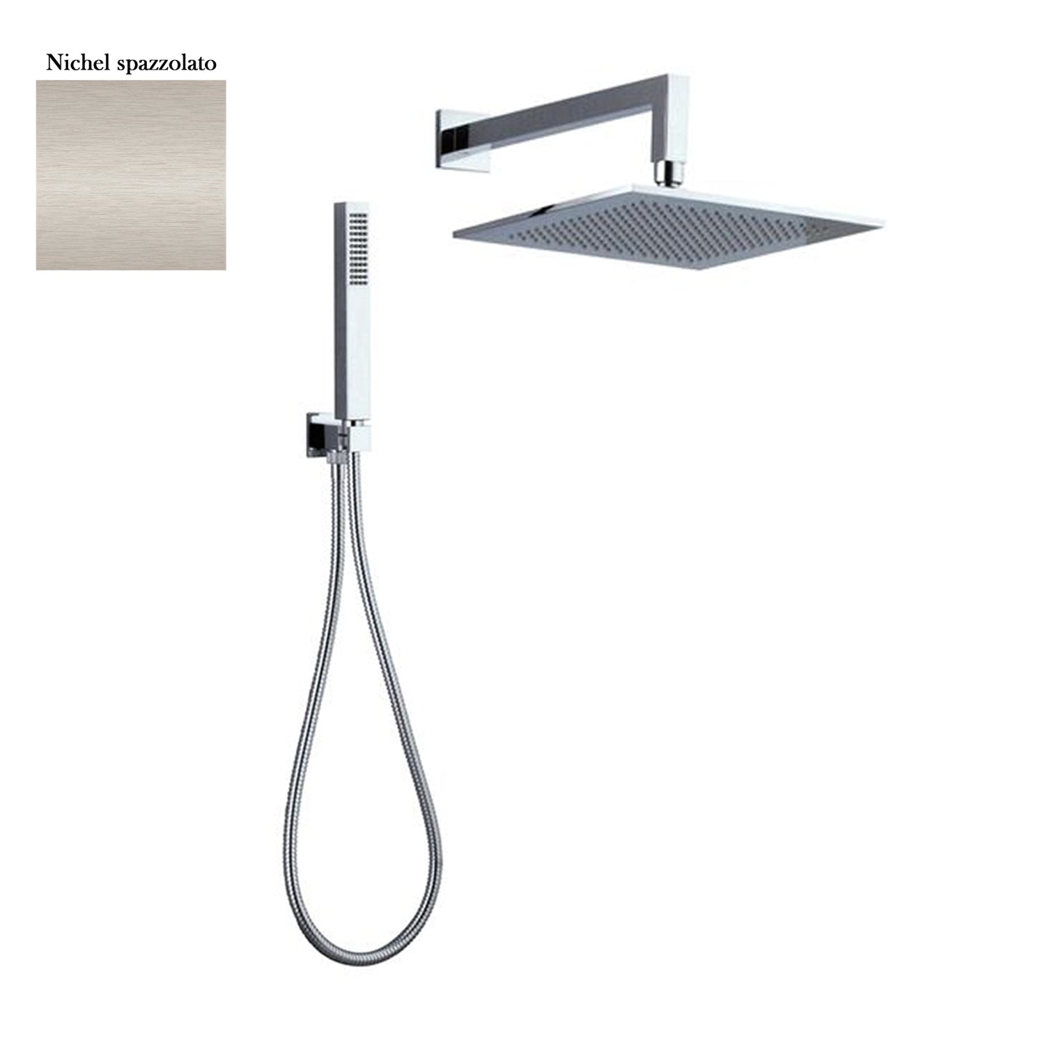 Set doccia composto da soffione Parigi, doccia e flessibile nichel by CeramicStore | Lo specialista del tuo bagno
