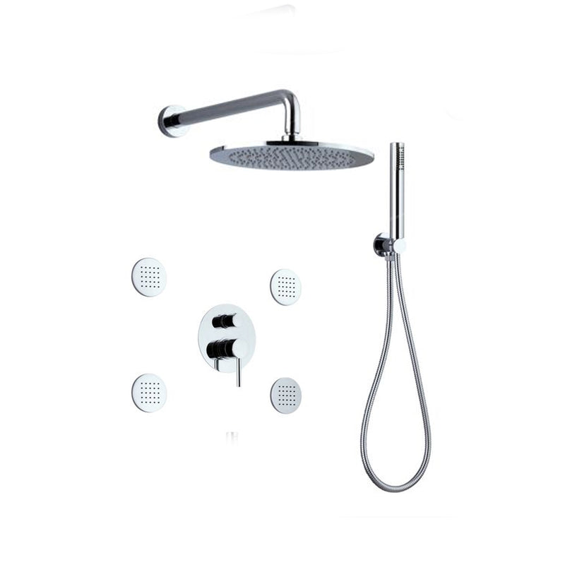 Set doccia composto da soffione Vienna, 4 bodyjet, doccia e flessibile e deviatore 3 vie by CeramicStore | Lo specialista del tuo bagno