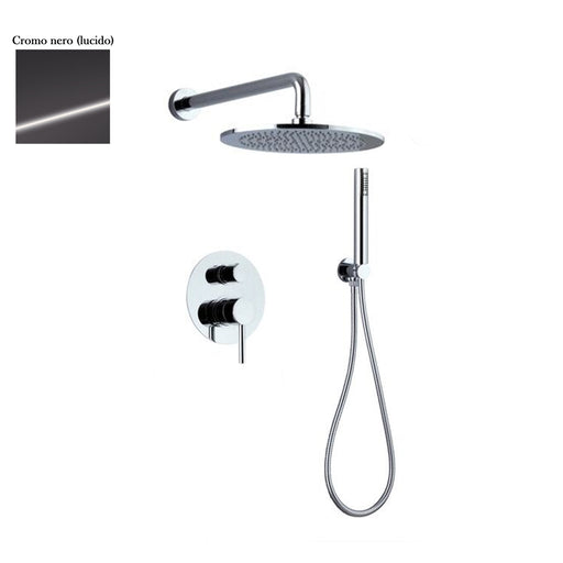 Set doccia composto da soffione Vienna, doccia e flessibile e deviatore 2 vie cromo nero by CeramicStore | Lo specialista del tuo bagno